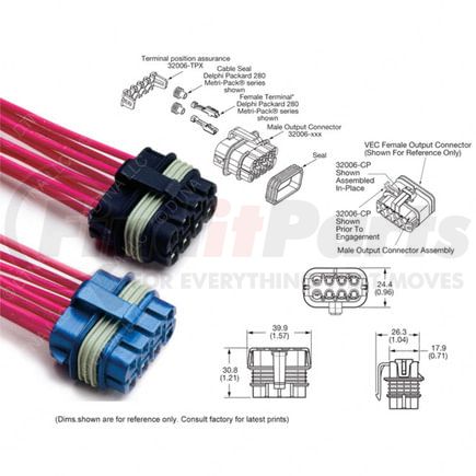 BUS-32006D22 by FREIGHTLINER - Plug - Blue, 30.8 mm x 39.9 mm