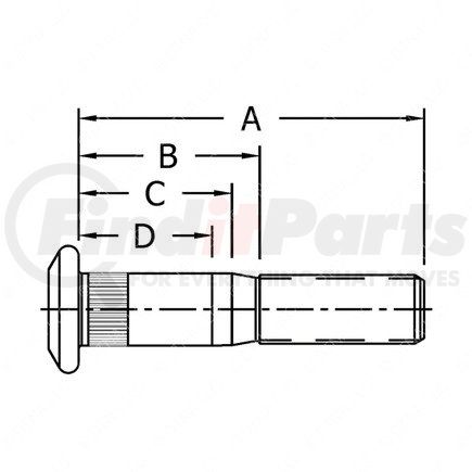 CM-10001405 by FREIGHTLINER - Wheel Stud - 2.31 in. Thread Length