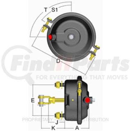 HDX-S127240010 by FREIGHTLINER - Brake - Service Chamber, S24 300 WCL225