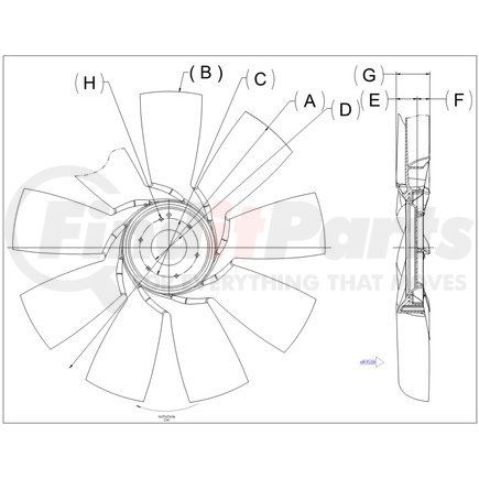 KYS47354456608 by FREIGHTLINER - Engine Cooling Fan Assembly - Clockwise, 31 in. Max OD