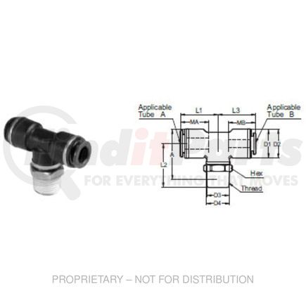 SMC-KV2T07-35S by FREIGHTLINER - Air Brake Air Line Fitting - 1/4-18 in. Thread Size