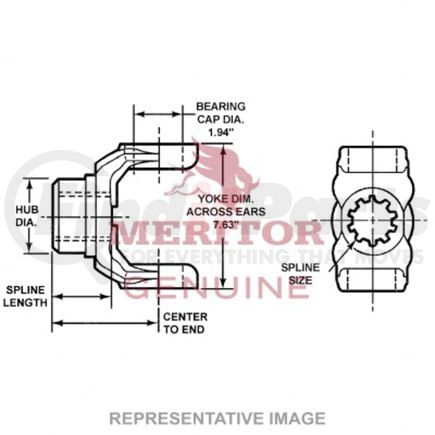 TDA-18N43731X by FREIGHTLINER - Inter-Axle Power Divider Input Shaft Yoke - Steel, 2.39 in. Spline Diameter, 46-Spline