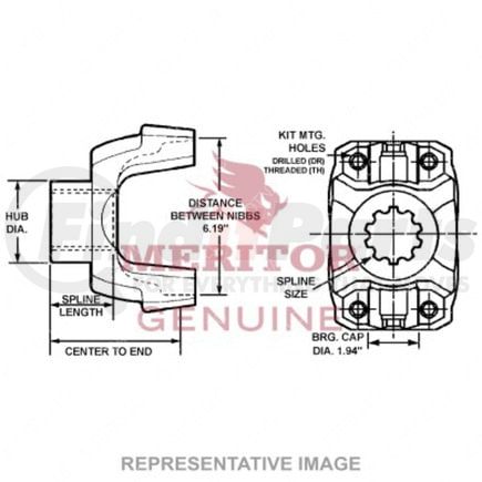 TDA-17N463911X by FREIGHTLINER - Drive Shaft End Yoke - 17N Series, Steel, 2.02 in. Spline Diameter, 39-Spline