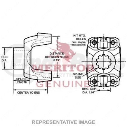 TDA-17N4-7181-1X by FREIGHTLINER - Drive Shaft Pinion Yoke - 2.39 in. Spline Diameter, 46-Spline