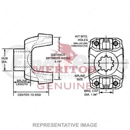 TDA-17TYS32-99 by FREIGHTLINER - Drive Shaft End Yoke - 17N Series, 2.02 in. Spline Diameter, 39-Spline