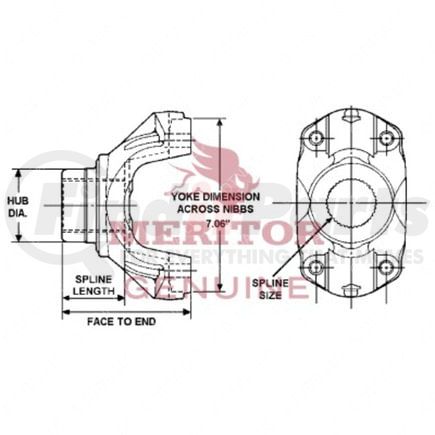 TDA-20WYS32-17A by FREIGHTLINER - Inter-Axle Power Divider Input Shaft Yoke - 2.02 in. Spline Diameter, 39-Spline
