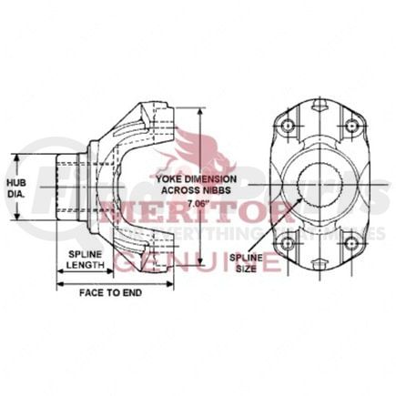 TDA-20WYS32-5A by FREIGHTLINER - Drive Shaft End Yoke - RPL20 Series, 2.02 in. Spline Diameter, 39-Spline