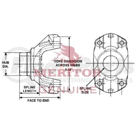 TDA-25WYS38-13A4 by FREIGHTLINER - Inter-Axle Power Divider Input Shaft Yoke - 2.39 in. Spline Diameter, 46-Spline