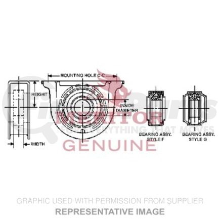 TDA-CB210121-1XSA by FREIGHTLINER - Drive Shaft Center Support Bearing - 2.81 in. Height