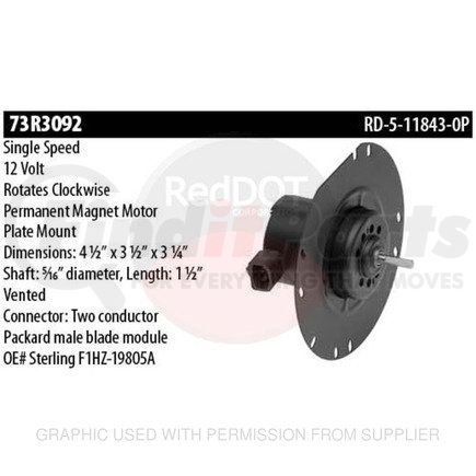 XC4H-19805AA by FREIGHTLINER - HVAC Blower Motor Assembly - 12V, 3.25 in. Dia.