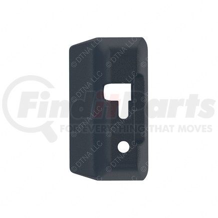 18-69133-001 by FREIGHTLINER - Sleeper Baggage Compartment Door Latch Cover - Right Side, Thermoplastic Olefin, Carbon, 136.2 mm x 74.9 mm