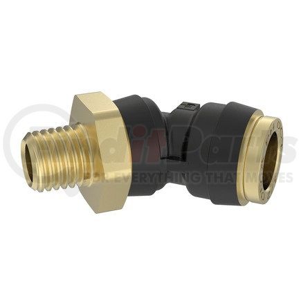 23-14395-007 by FREIGHTLINER - Air Brake Air Line Fitting - Glass Fiber Reinforced with Nylon, Elbow, 45 deg, Push-to-Connect, 0.25 MPT to 0.50 NT