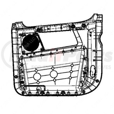 A18-71390-010 by FREIGHTLINER - Door Interior Trim Panel - Left Side, Semi Rigid Laminated Fiber Board, Carbon, 748.83 mm x 857.79 mm