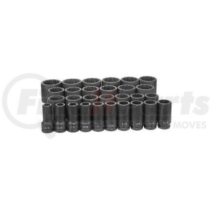 8129D by GREY PNEUMATIC - 3/4" Dr. 29 Piece Deep Fract. Master Set - 12 Point