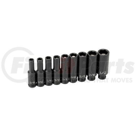 9709DG by GREY PNEUMATIC - 12-Piece 1/4 in. Drive 6-Point SAE Deep Magnetic Impact Socket Set