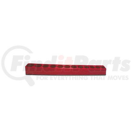 D3811 by MECHANIC'S TIME SAVERS - 3/8" Dr Deep/Straight Line 12-Hole Magnetic Socket Organizer Std Red