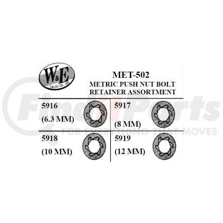 MET502 by W & E SALES CO., INC. - Metric Push Nut Bolt, Retainer Assortment