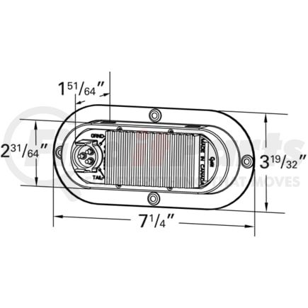 Grote 539733 Brake / Tail / Turn Signal Light SuperNova Oval LED S/T/T Lamp, Yellow w/ Stainless Steel Theft-Resistant Flange