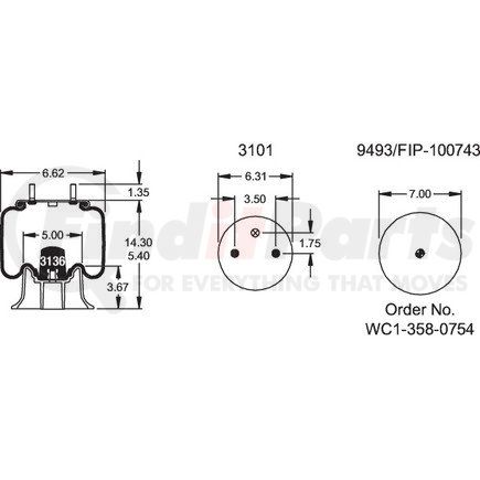 W013585319 by FIRESTONE - Airide Air Spring Reversible Sleeve 1T14CB-1