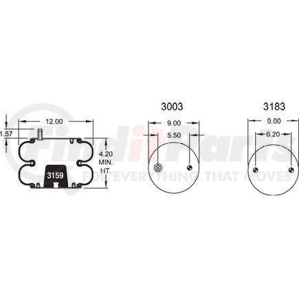 Firestone W013587790 Suspension Air Spring Kit Airide Air Spring Double Convoluted 22-1.5