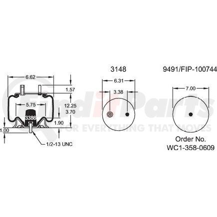 W013588997 by FIRESTONE - Airide Air Spring Reversible Sleeve 1T14CB-1