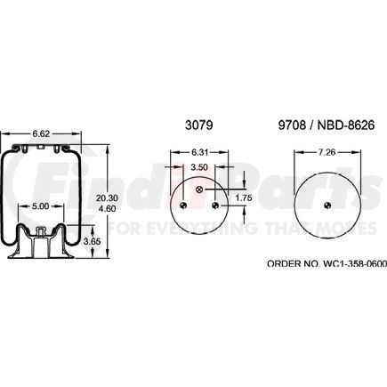 Firestone W013585712 Suspension Air Spring Kit Airide Air Spring Reversible Sleeve 1T14C-7