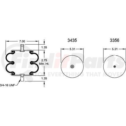 Firestone W013583420 Airide Air Spring Double Convoluted 264