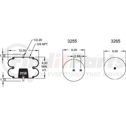 Firestone W013587183 Suspension Air Spring Kit 22D AIR SPRING