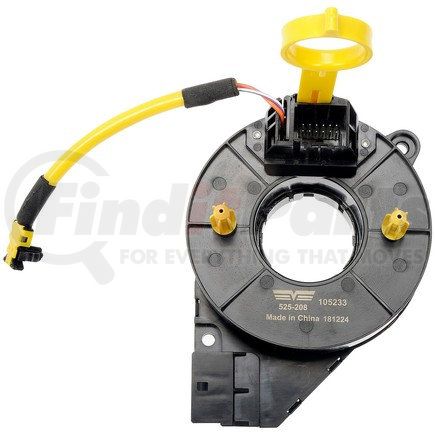 525-208 by DORMAN - Air Bag Clockspring - 5.1 in. Wiring Harness, 12 Gauge, 2 Wires, 16 Pins, Yellow Connector