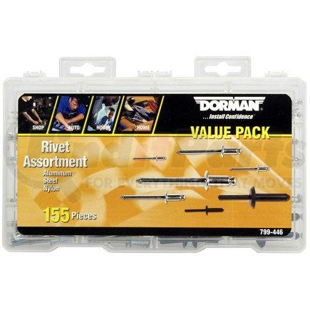 799-446 by DORMAN - Rivet Assortment Value Pack- 16 Sku's- 155 Pieces