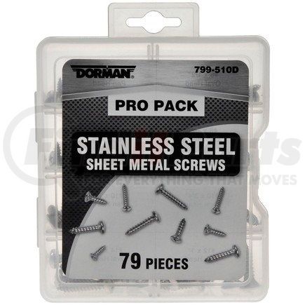 799-510D by DORMAN - Pro Pack Sheet Metal Screws Stainless Steel - 79 Pieces