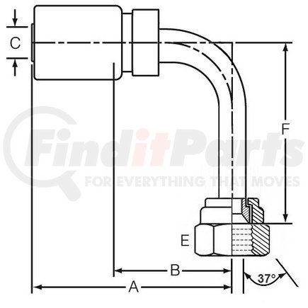 Dayco 108652 Hydraulic Coupling / Adapter DC10-10FJ90TL