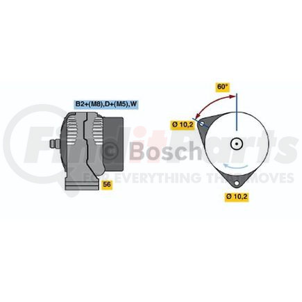 Bosch 0124615041 Alternator New Alternator