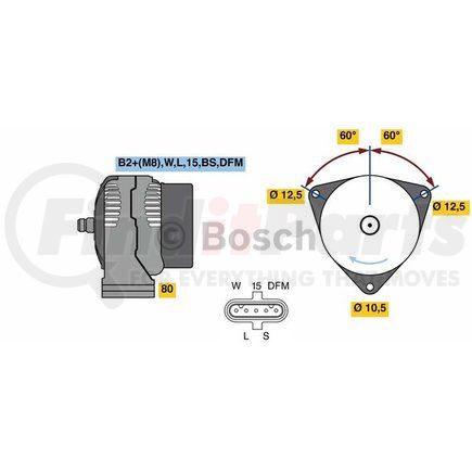 Bosch 0-124-555-065 New Alternator