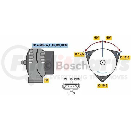 Bosch 0-124-655-073 New Alternator