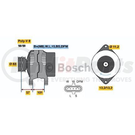 Bosch 0-124-655-013 Alternator New Alternator