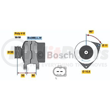 Bosch 0124515113 Alternator New Alternator