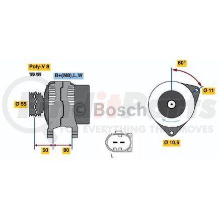 0124325052 by BOSCH - New Alternator