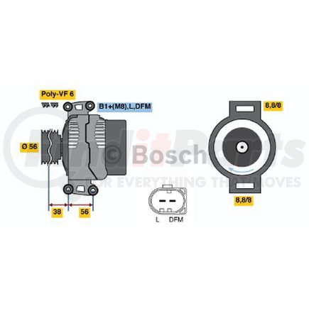 Bosch 0-124-615-009 New Alternator