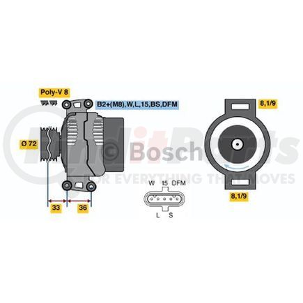 Bosch 0-124-555-008 New Alternator