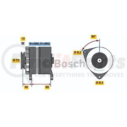 0120468073 by BOSCH - New Alternator