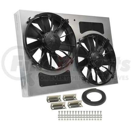 16842 by DERALE - Powerpack - High Output Dual 12" Electric RAD Fan/Aluminum Shroud Kit