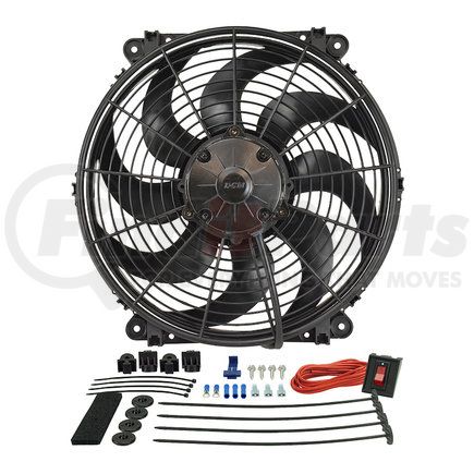 16514 by DERALE - 14" Tornado Electric Puller Fan, Premium Mounting Kit