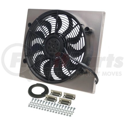 16821 by DERALE - Powerpack - High Output Single 17" Electric RAD Fan/Aluminum Shroud Kit