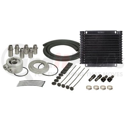 15405 by DERALE - 13 Row Plate & Fin Engine Oil Cooler Kit with Sandwich Adapter