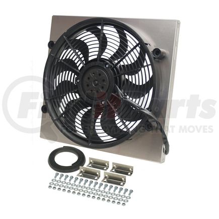 16819 by DERALE - Powerpack - High Output Single 17" Electric RAD Fan/Aluminum Shroud Kit