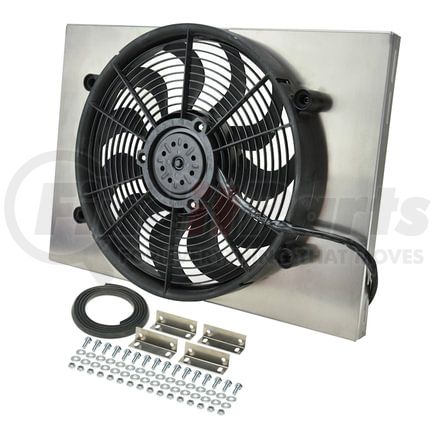 16828 by DERALE - Powerpack - High Output Single 17" Electric RAD Fan/Aluminum Shroud Kit