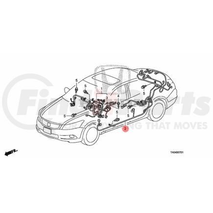 32160-TA0-A50 by HONDA - Wire Harness, LH, for 2008-2009 Honda Accord EX-L Model