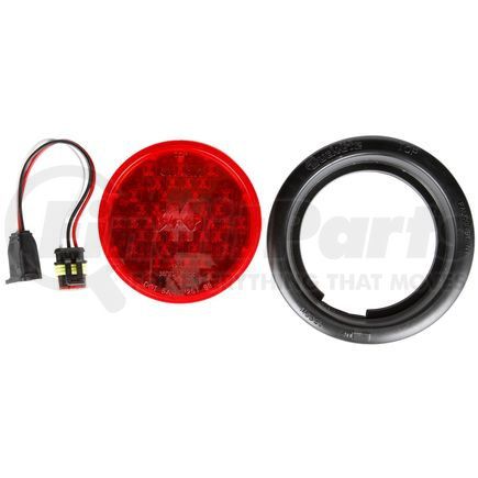 44204RB by TRUCK-LITE - Brake / Tail / Turn Signal Light - For Super 44, LED, Red, Round, 42 Diode, Black Grommet Mount, Fit ‘N Forget S.S., Straight Pl-3 Female, 12 Volt, Kit, Bulk