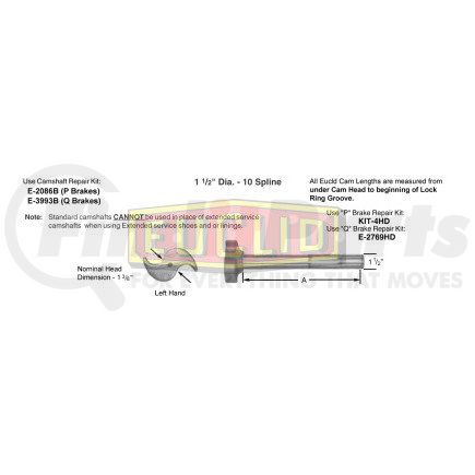 E5056 by MERITOR - Air Brake Camshaft - Right, 8.06" Length, Drive Axle, for 16.50" Brake Diameter